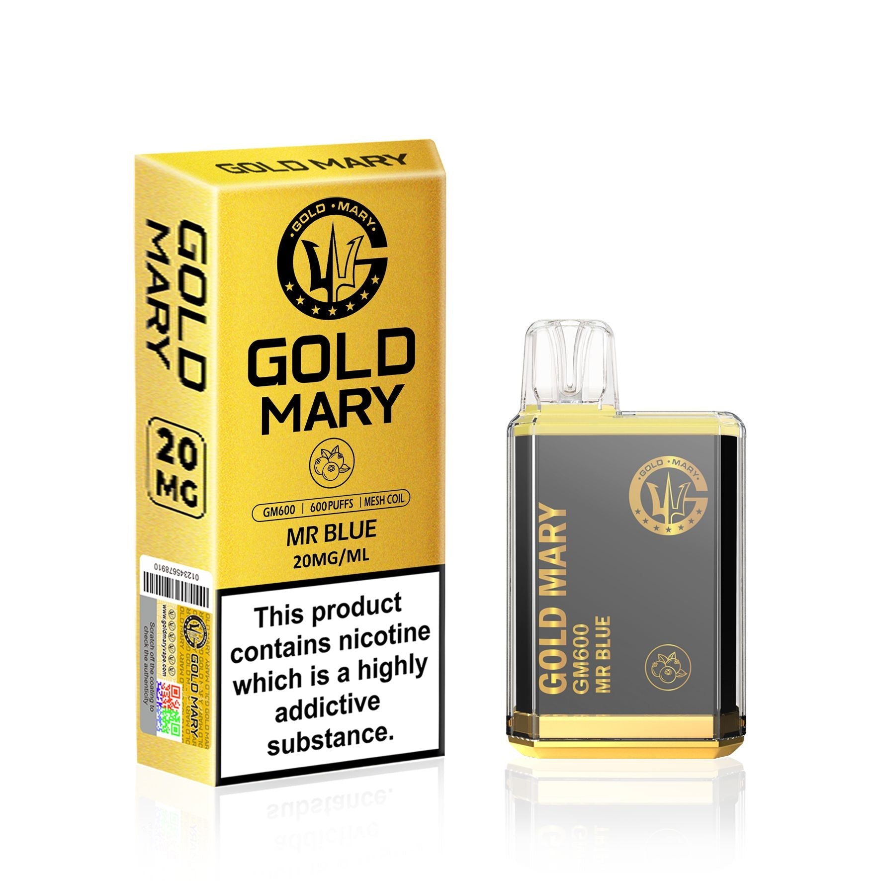 Gold Mary GM600 Disposable Vape Puff Bar Pod Box of 10